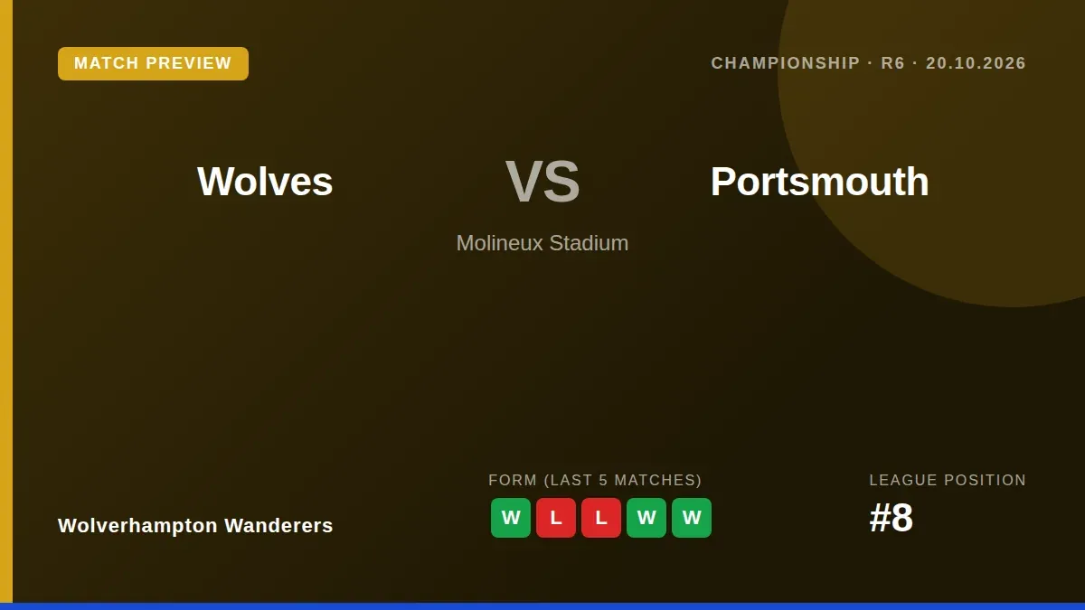Wolverhampton Wanderers can climb into the Championship's top five with a victory over Portsmouth at Molineux on Tuesday...